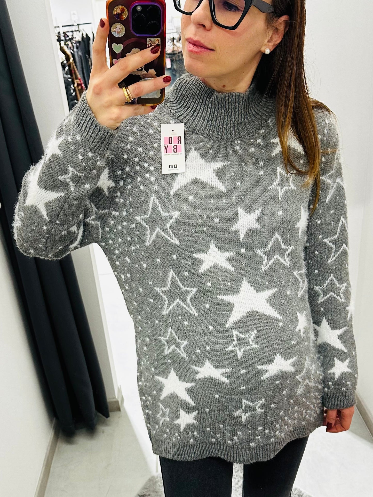 MAGLIONE LUPETTO STELLE CURVY