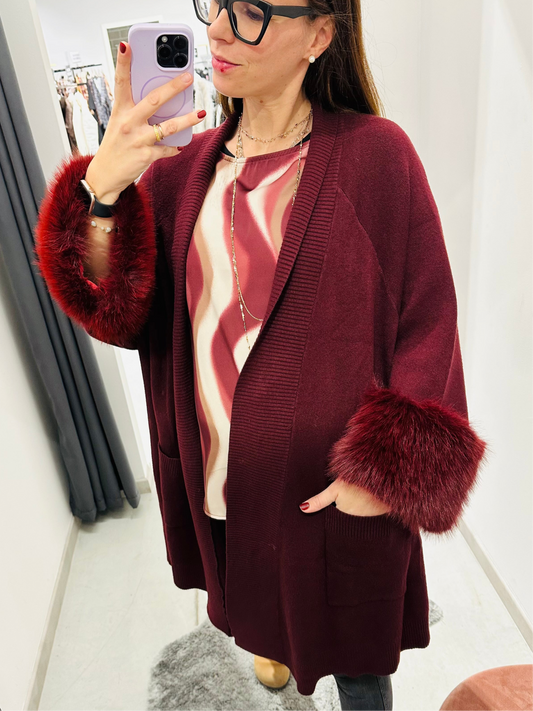 CARDIGAN CALDA VISCOSA ECOPELLICCIA CURVY