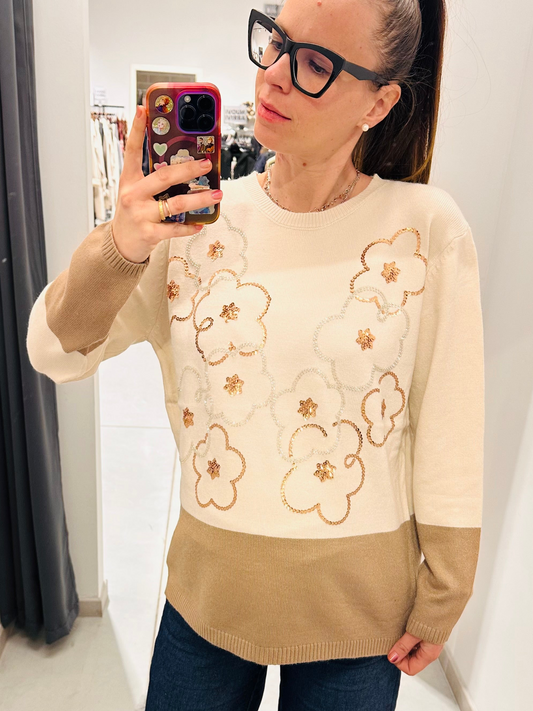 MAGLIONCINO FIORI PAILLETTES