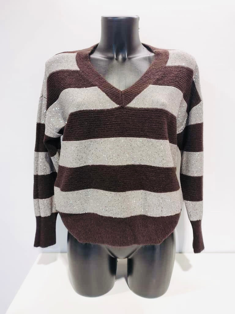 MAGLIONE SCOLLO V PAILLETTES