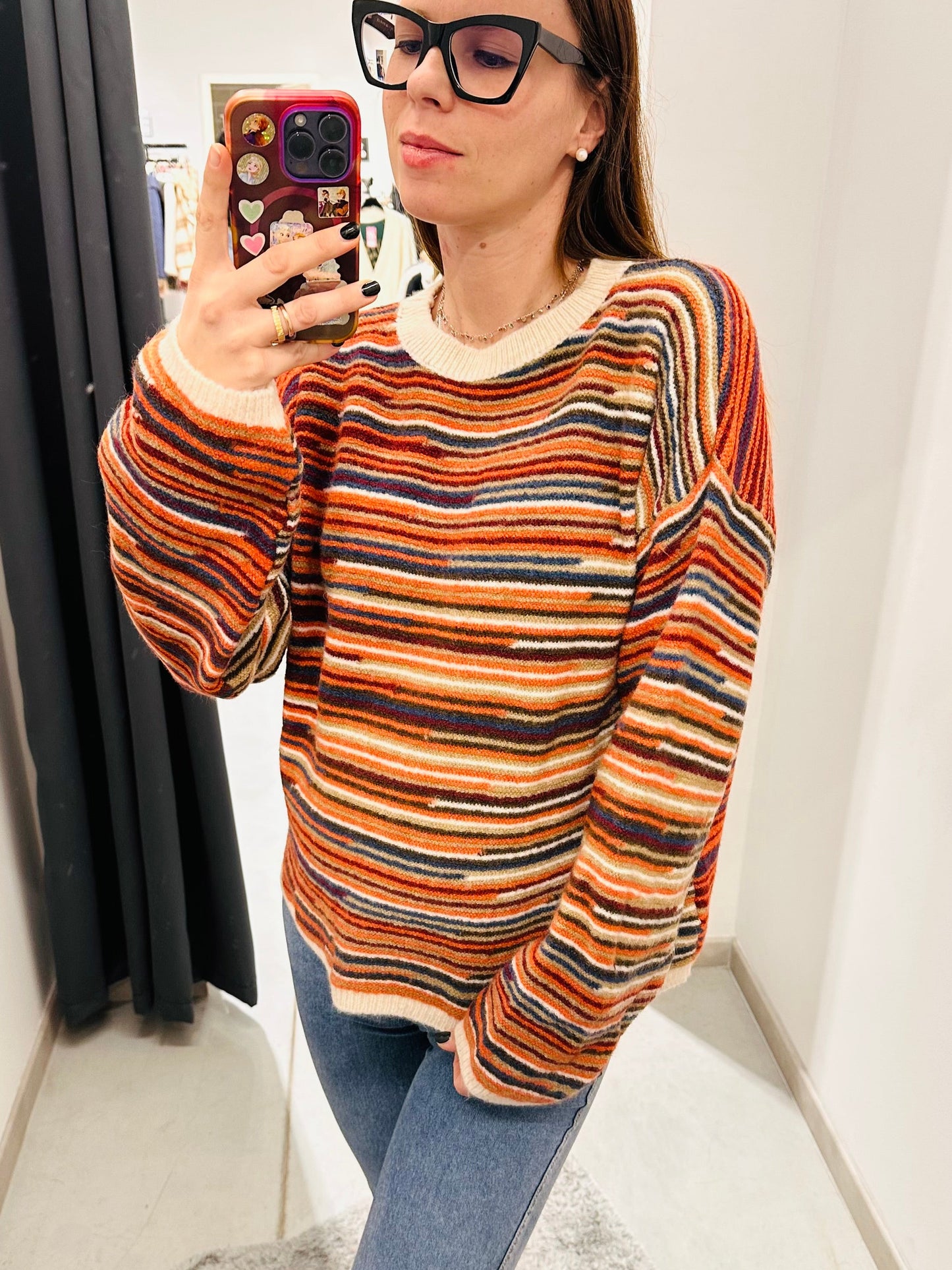 MAGLIONE OVER RIGATO MISTO LANA