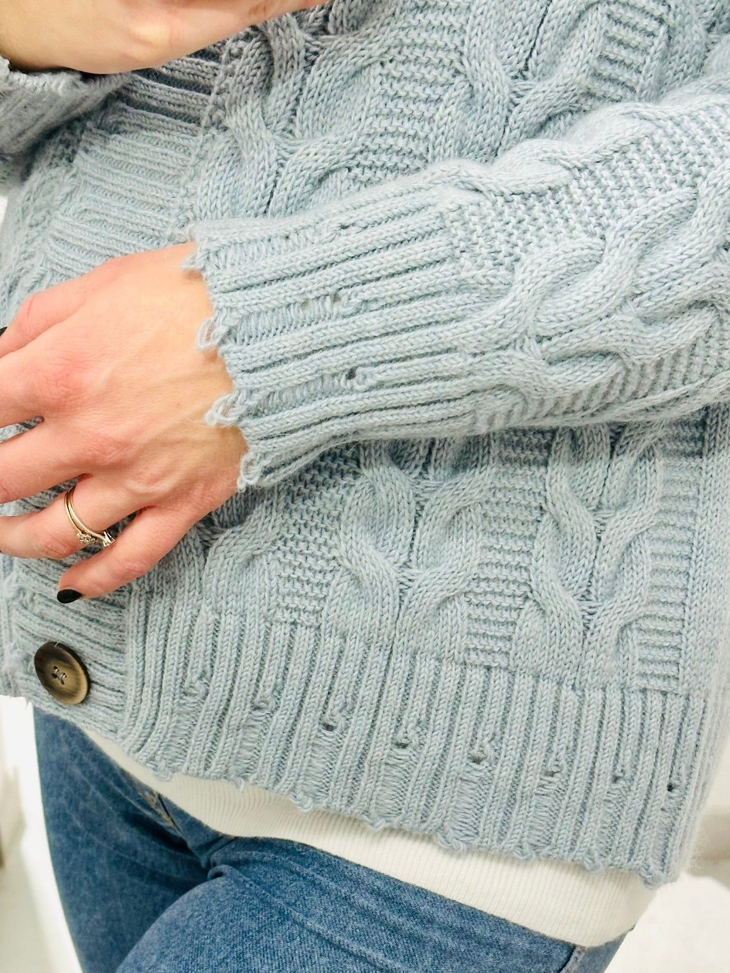 CARDIGAN ROTTURE MISTO LANA