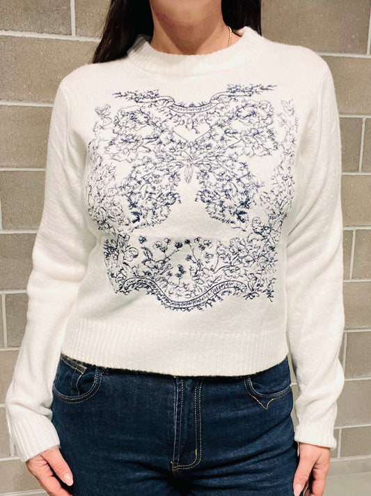 MAGLIONE CROP RICAMI