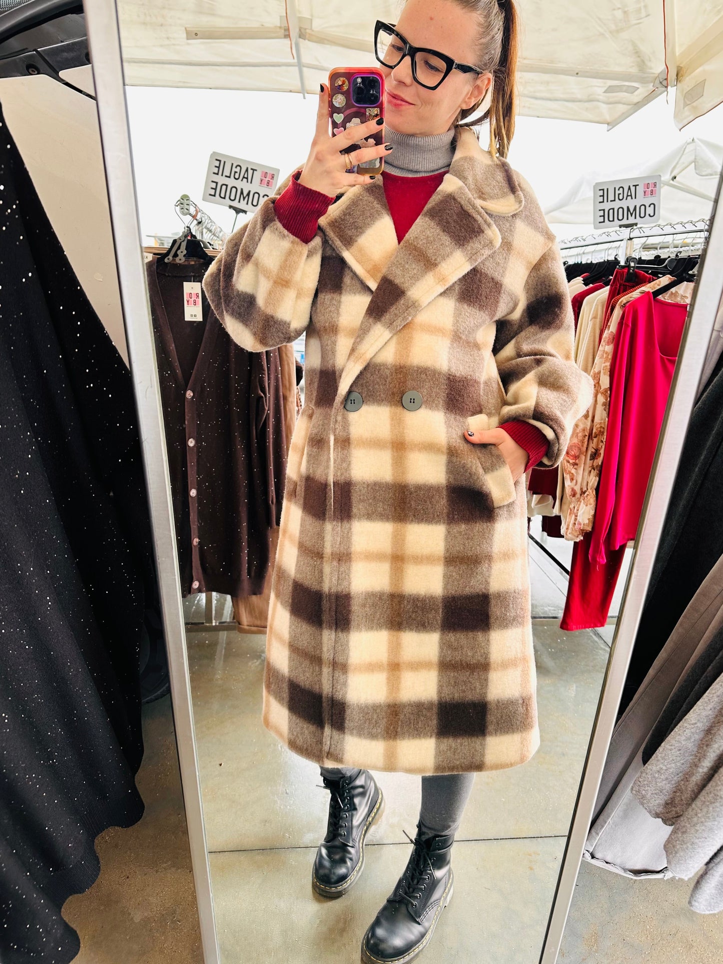 CAPPOTTO DOPPIOPETTO LUNGO QUADRI