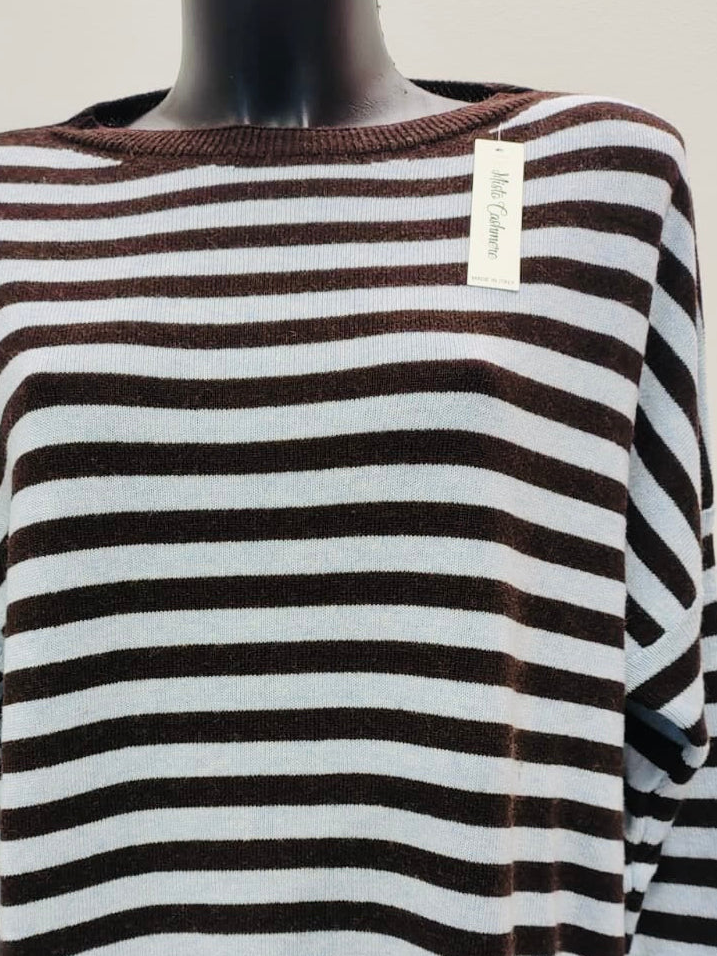 MAGLIONE OVER RIGATO MISTO CASHMERE