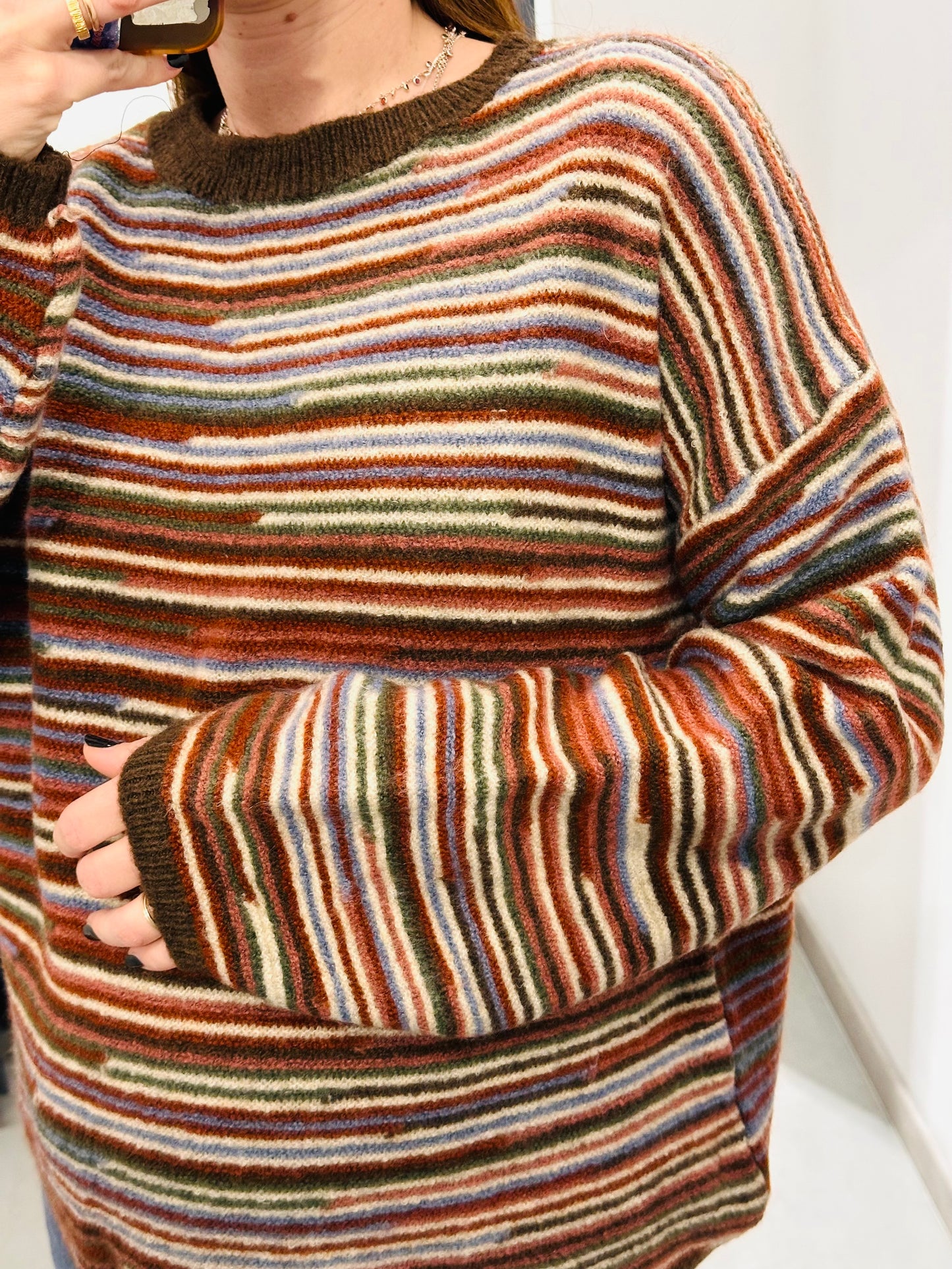 MAGLIONE OVER RIGATO MISTO LANA