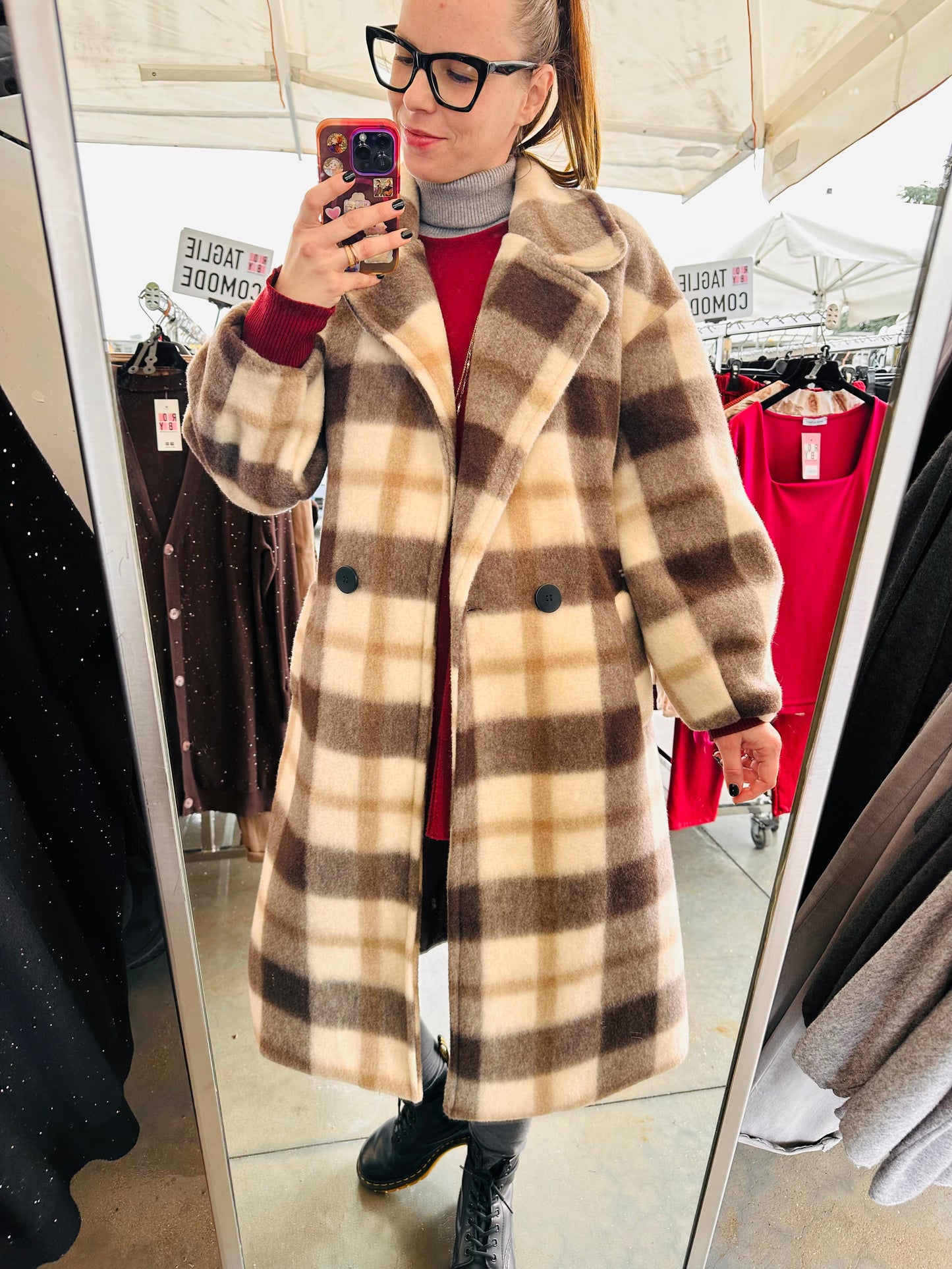 CAPPOTTO DOPPIOPETTO LUNGO QUADRI