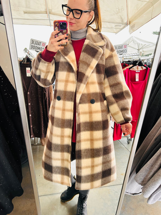 CAPPOTTO DOPPIOPETTO LUNGO QUADRI