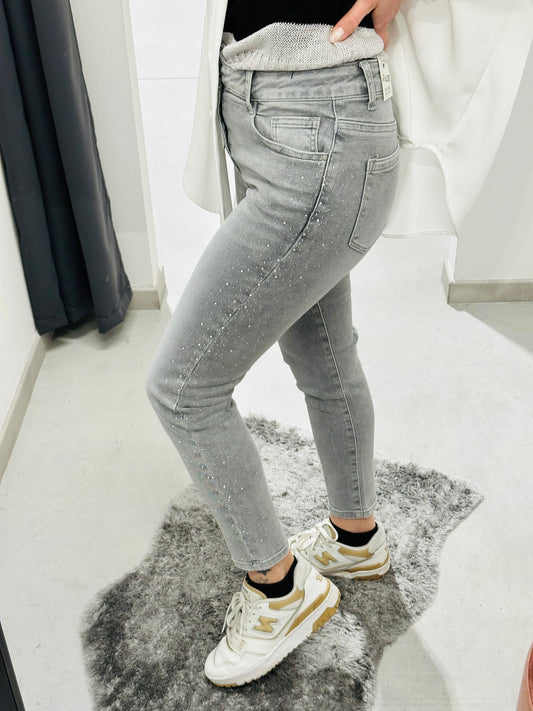 JEANS GRIGIO BRILLANTINI CURVY