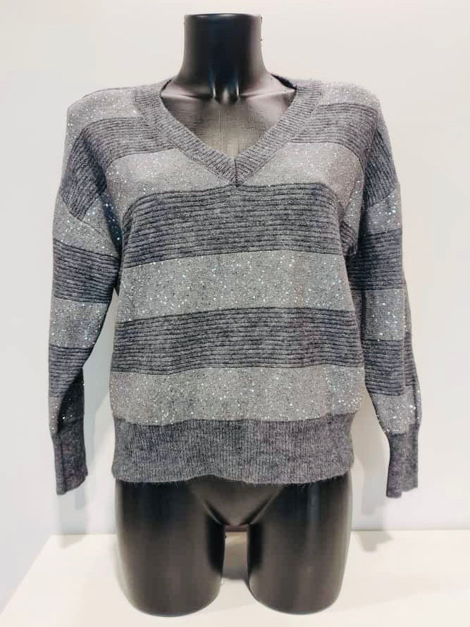 MAGLIONE SCOLLO V PAILLETTES