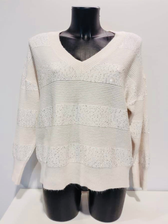 MAGLIONE SCOLLO V PAILLETTES