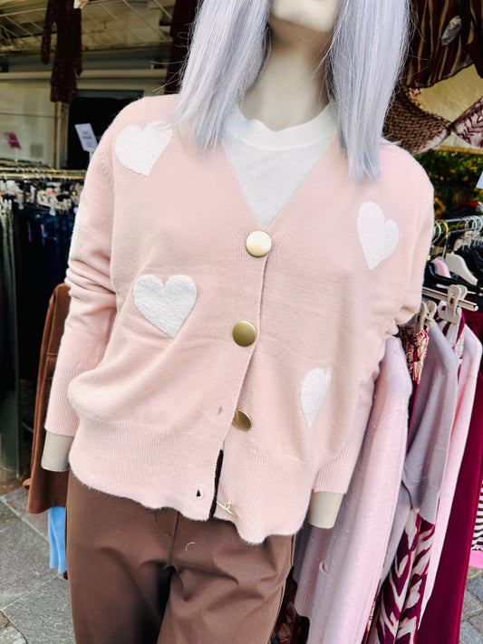 CARDIGAN CUORI RILIEVO