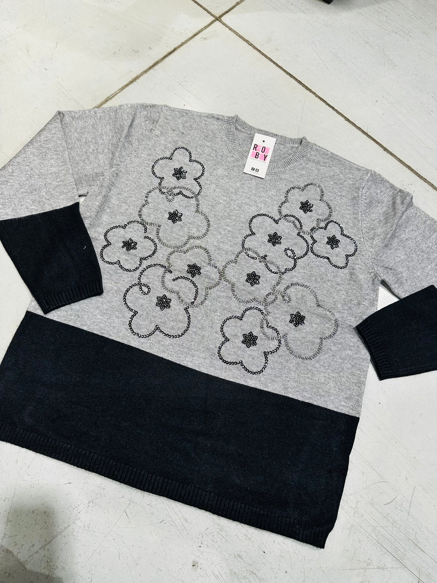 MAGLIONCINO FIORI PAILLETTES