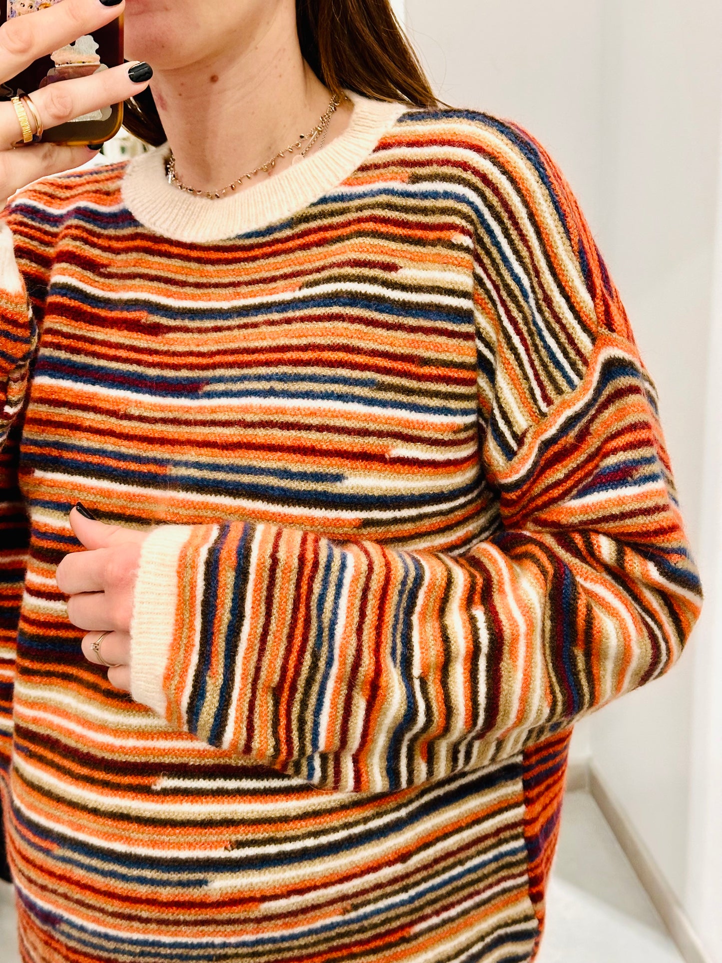 MAGLIONE OVER RIGATO MISTO LANA