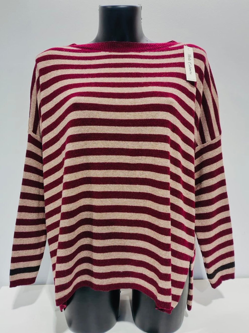 MAGLIONE OVER RIGATO MISTO CASHMERE