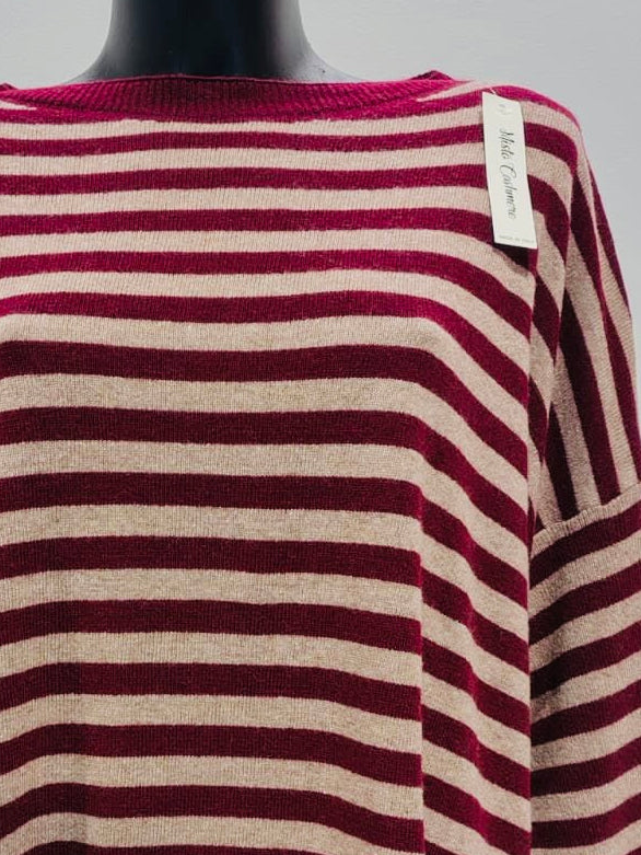 MAGLIONE OVER RIGATO MISTO CASHMERE