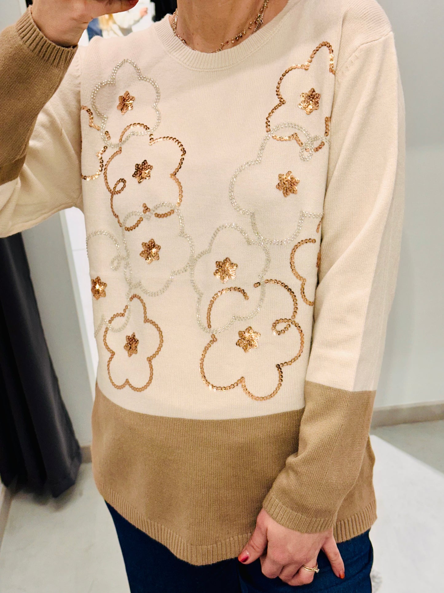 MAGLIONCINO FIORI PAILLETTES