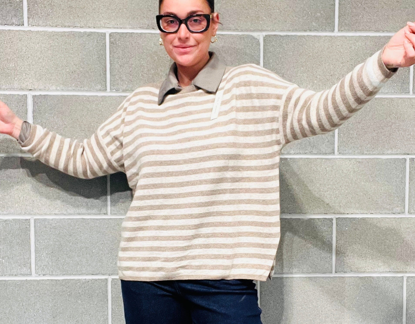 MAGLIONE OVER RIGATO MISTO CASHMERE