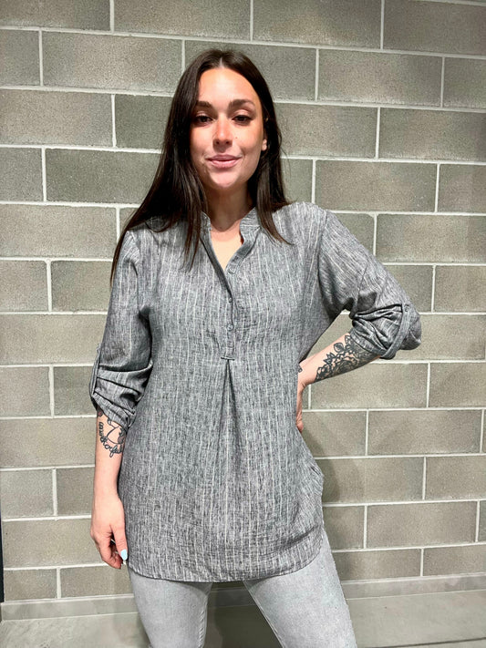 BLUSA OVER RIGHE LAMINATE CURVY