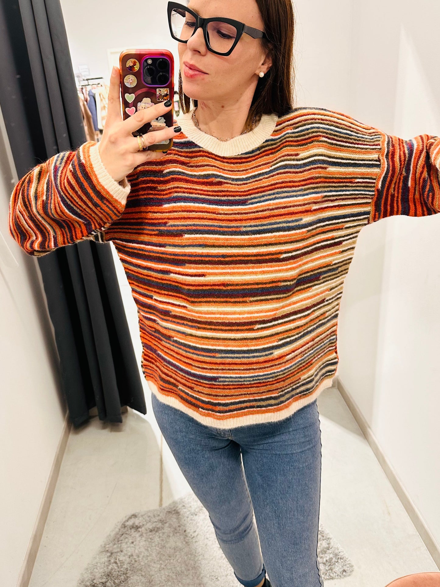 MAGLIONE OVER RIGATO MISTO LANA