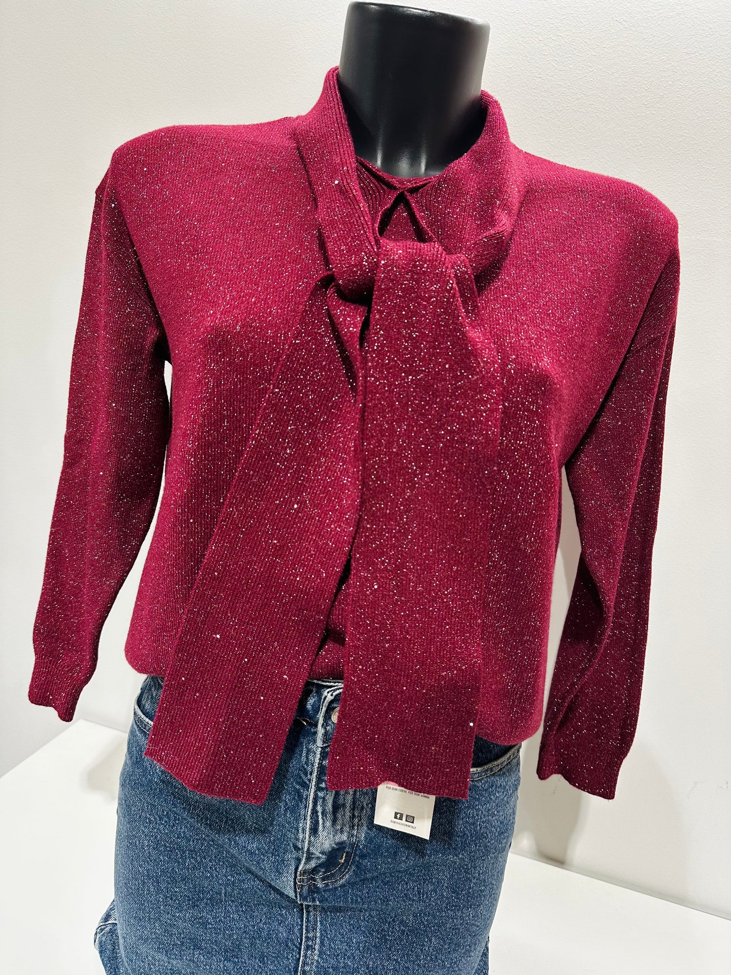 MAGLIONE CRAVATTA LAMINATO