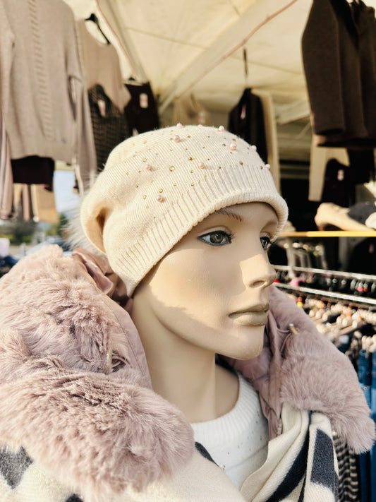 BERRETTO PERLINE MISTO CASHMERE/LANA