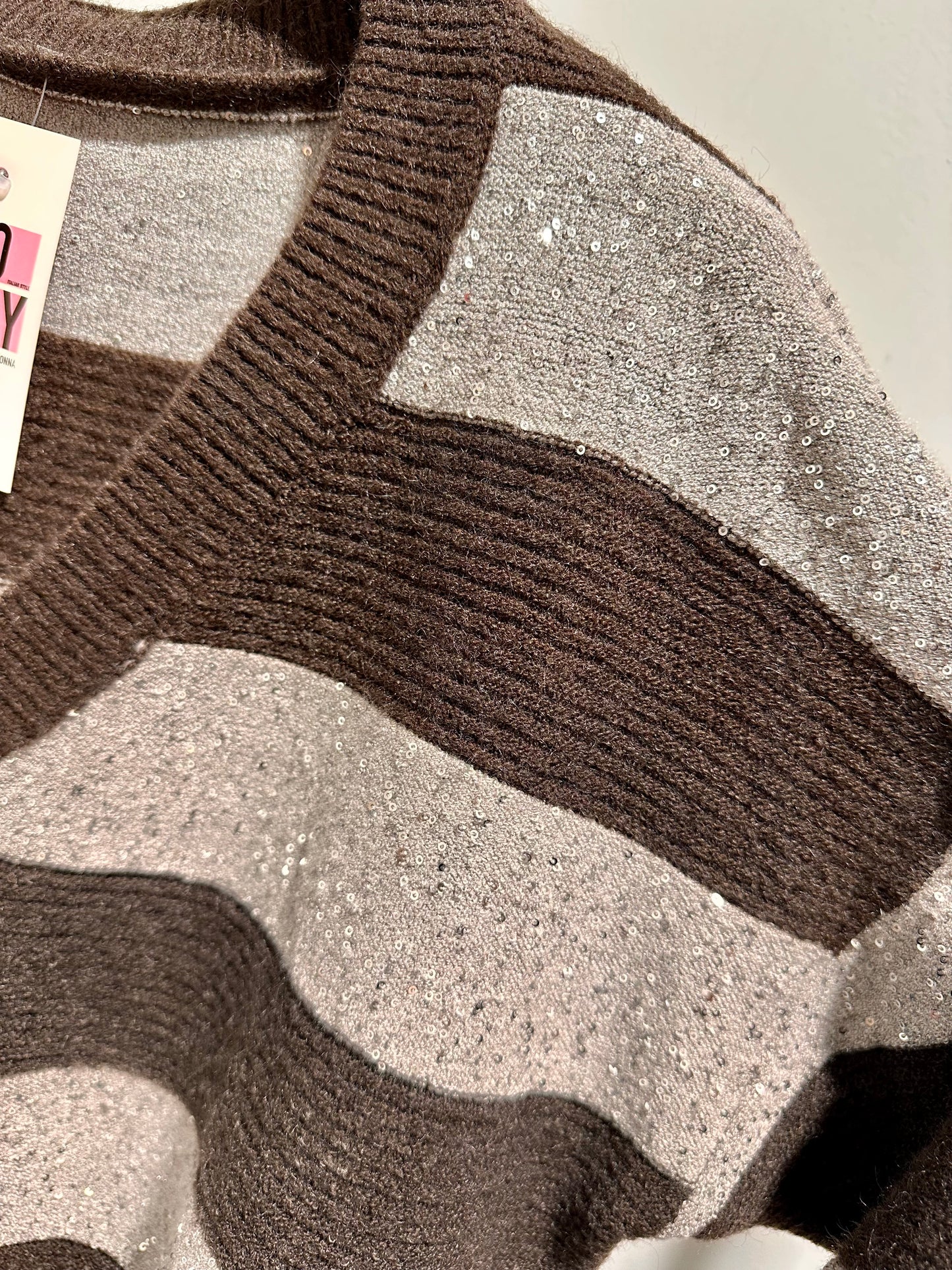 MAGLIONE SCOLLO V PAILLETTES