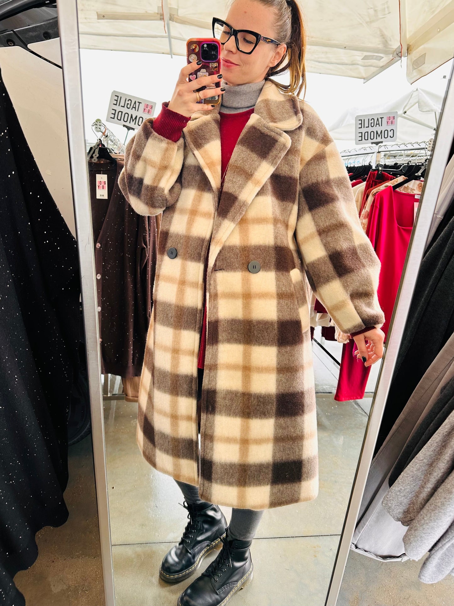 CAPPOTTO DOPPIOPETTO LUNGO QUADRI