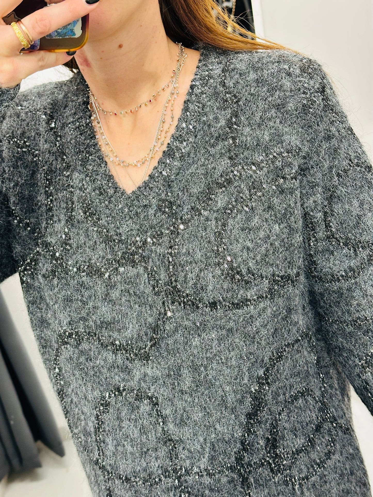MAGLIONE ASTRATTO PAILLETTES CURVY