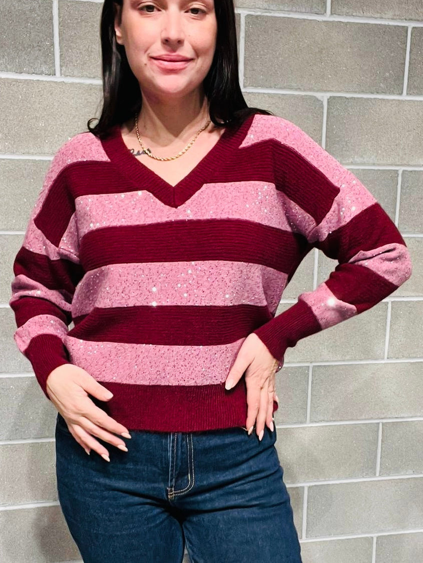 MAGLIONE SCOLLO V PAILLETTES