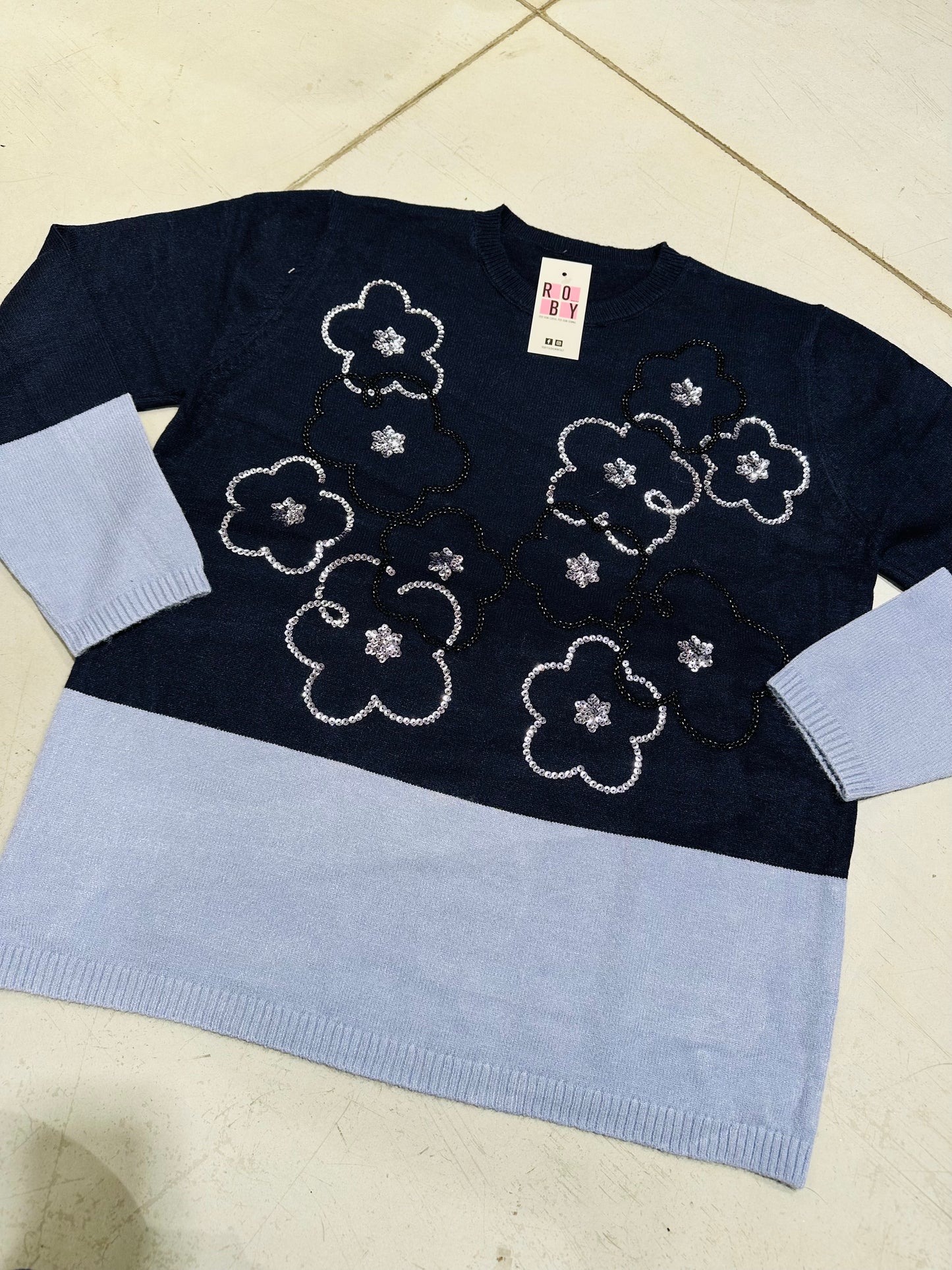 MAGLIONCINO FIORI PAILLETTES