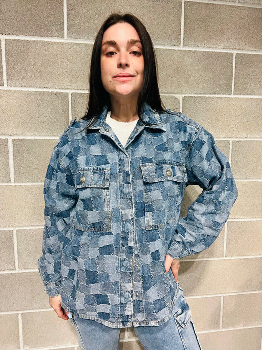 GIACCA IN JEANS QUADRETTI