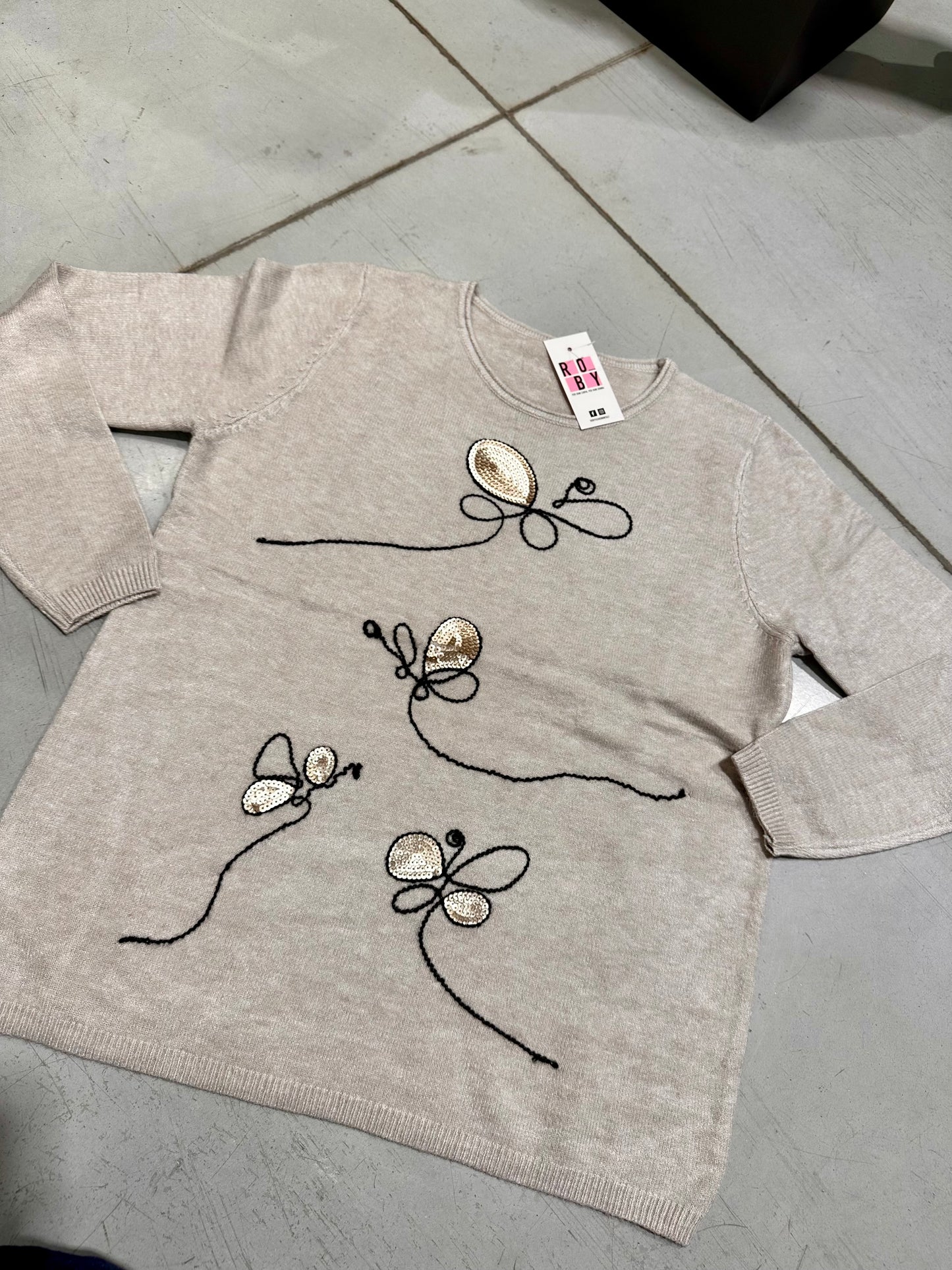 MAGLIONCINO FARFALLE PAILLETTES