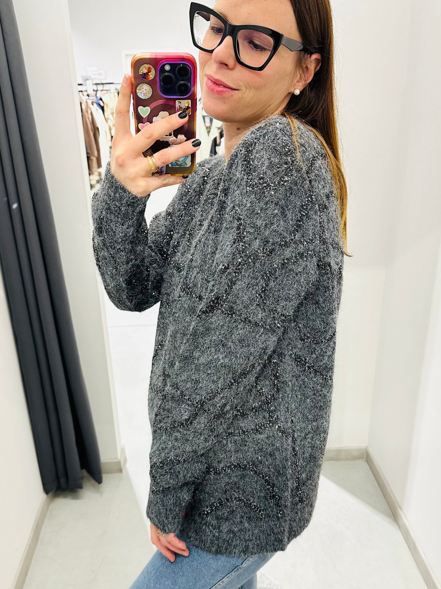 MAGLIONE ASTRATTO PAILLETTES CURVY