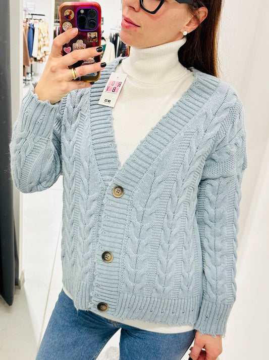 CARDIGAN ROTTURE MISTO LANA