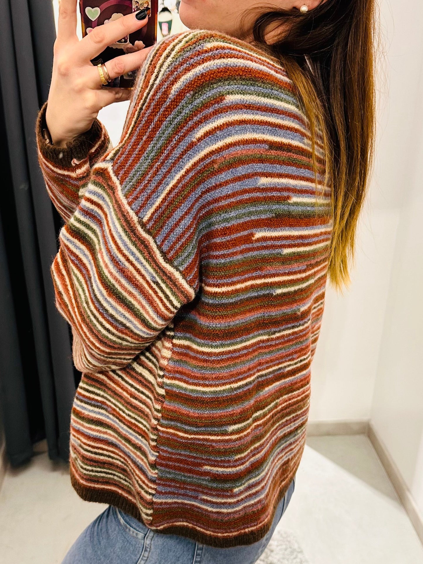 MAGLIONE OVER RIGATO MISTO LANA