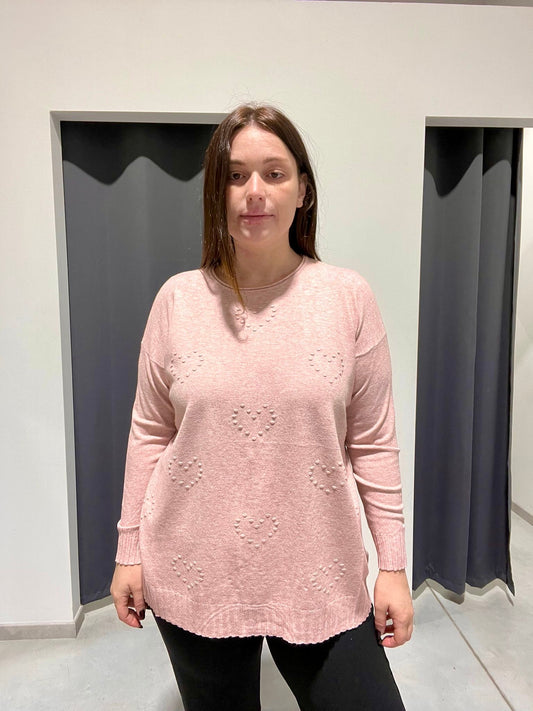 MAGLIONE CUORI RILIEVO CURVY