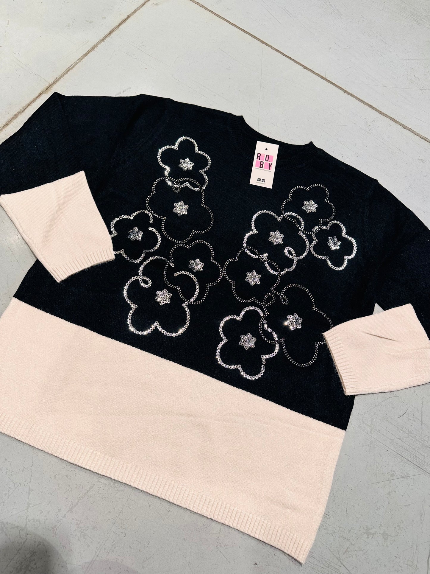 MAGLIONCINO FIORI PAILLETTES