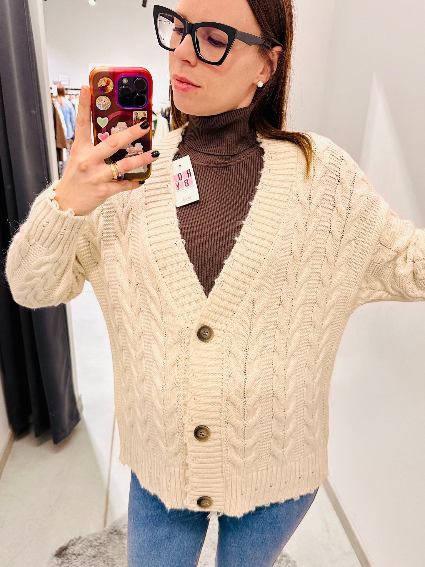 CARDIGAN ROTTURE MISTO LANA