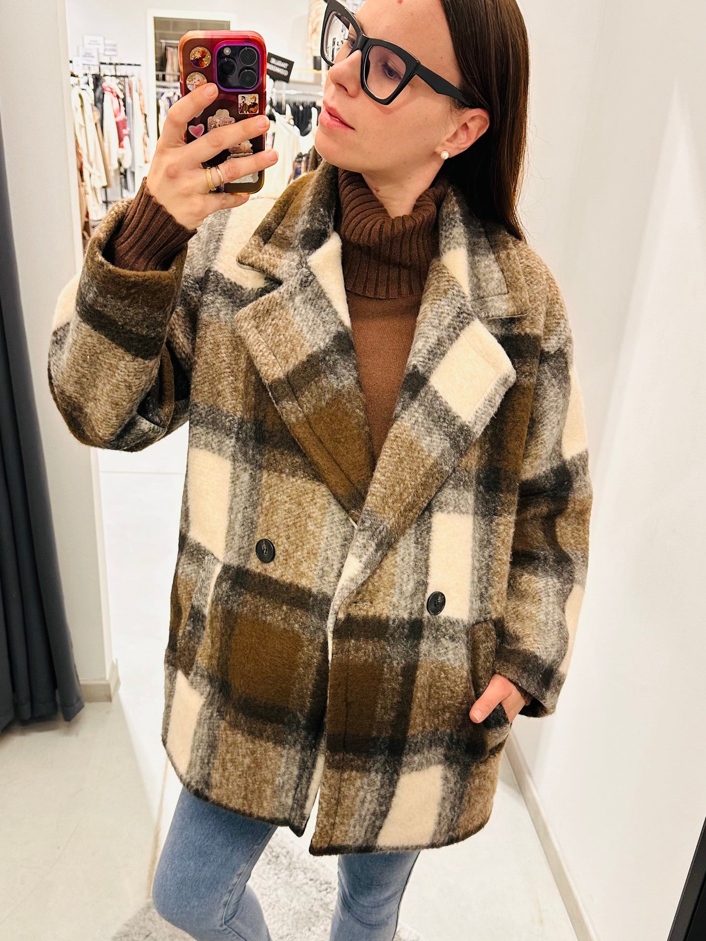 CAPPOTTO CORTO DOPPIOPETTO QUADRI