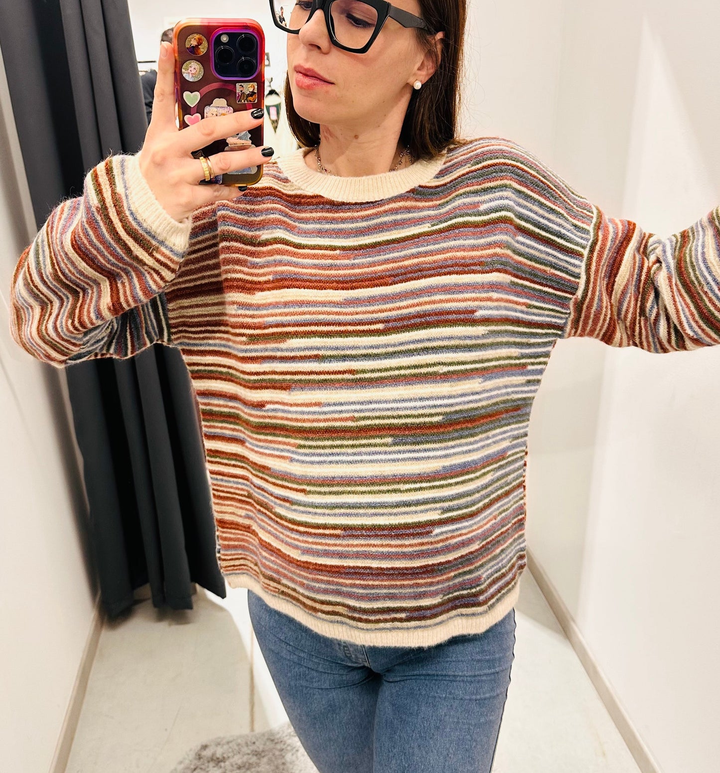 MAGLIONE OVER RIGATO MISTO LANA